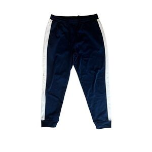 Navy Blue Joggers Track Pants with White Stripes